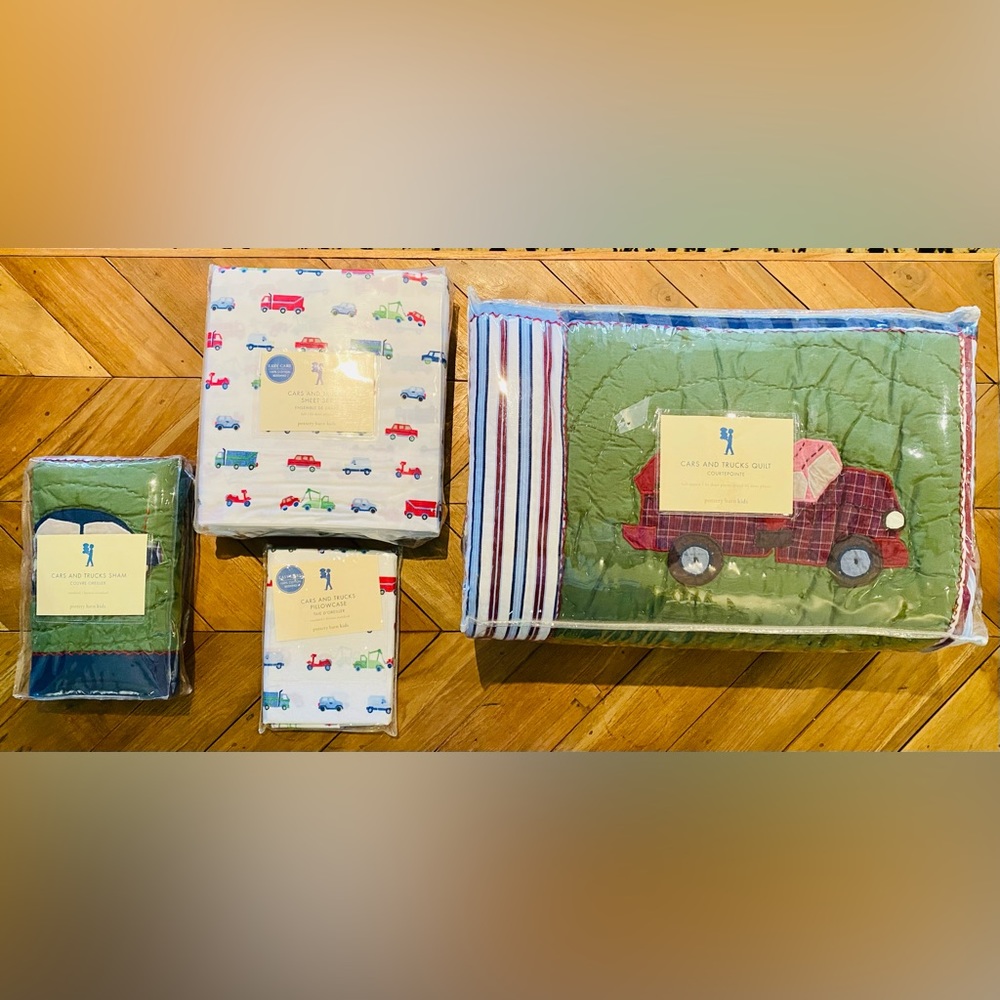 Pottery Barn Kids New Vintage Cars and Trucks Bedding Set - Full / Queen